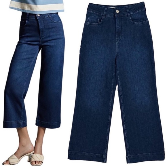 Anthropologie Denim - ANTHROPOLOGIE Pilcro The Skipper High-Rise Crop Wide-Leg Jeans Dark Wash Size 32